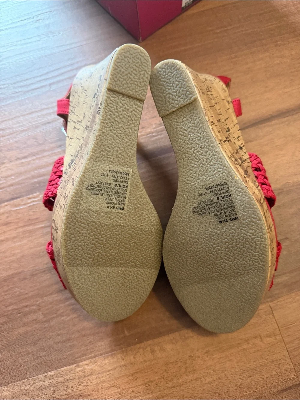 SO Red Woven Wedge Sandals